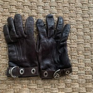 Coach leather and cashmere gloves